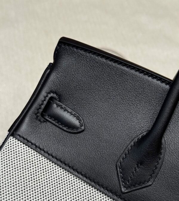 UAE Hermes Birkin 25CM Canvas Bag CK89 Noir Swift Leather Silver Hardware