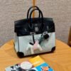 UAE Hermes Birkin 25CM Canvas Bag CK89 Noir Swift Leather Silver Hardware