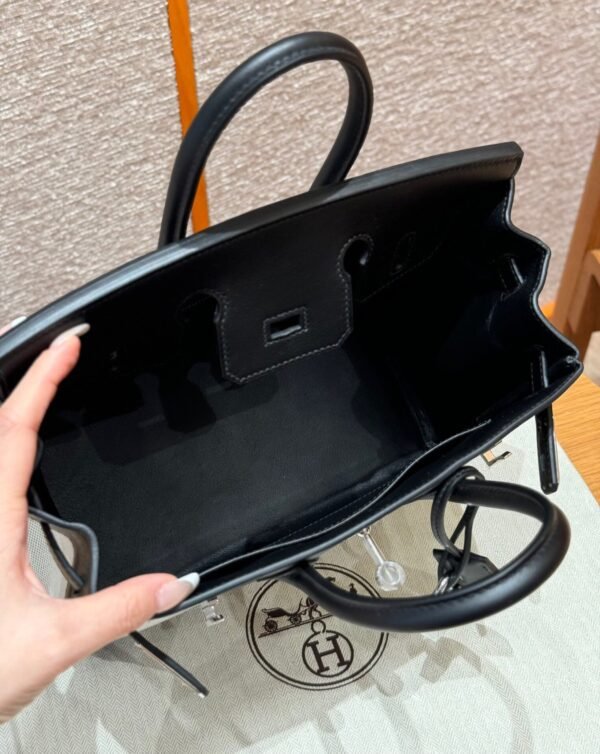 UAE Hermes Birkin 25CM Canvas Bag CK89 Noir Swift Leather Silver Hardware
