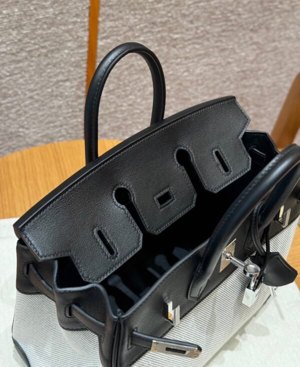 UAE Hermes Birkin 25CM Canvas Bag CK89 Noir Swift Leather Silver Hardware