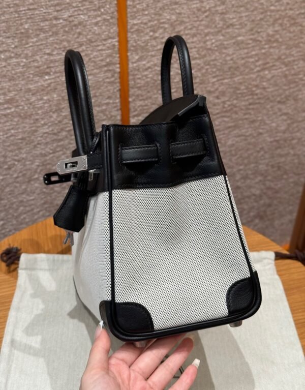 UAE Hermes Birkin 25CM Canvas Bag CK89 Noir Swift Leather Silver Hardware