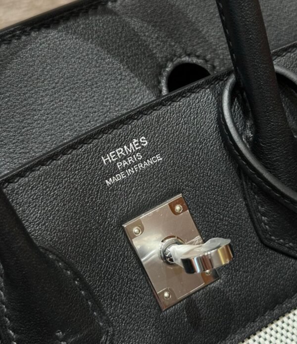 UAE Hermes Birkin 25CM Canvas Bag CK89 Noir Swift Leather Silver Hardware