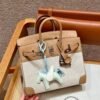 Hermes Birkin 30CM Canvas/Swift Leather Bag 0M Chai Silver Hardware