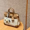 Hermes Birkin 30CM Canvas/Swift Leather Bag 0M Chai Silver Hardware
