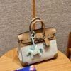 Hermes Birkin 30CM Canvas/Swift Leather Bag 0M Chai Silver Hardware