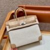 Hermes Birkin 30CM Canvas/Swift Leather Bag 0M Chai Silver Hardware