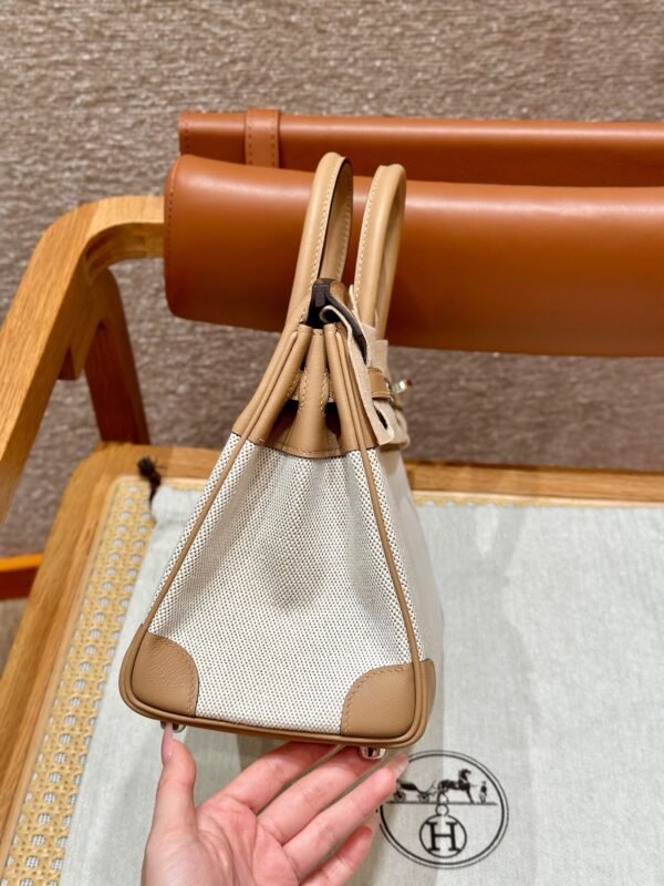Hermes Birkin 30CM Canvas/Swift Leather Bag 0M Chai Silver Hardware