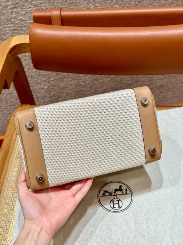 Hermes Birkin 30CM Canvas/Swift Leather Bag 0M Chai Silver Hardware