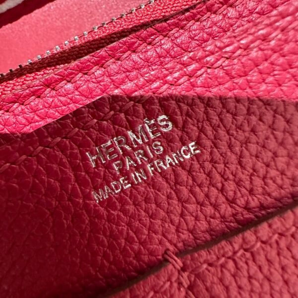 Hermes Wallet Dogon Q5 Rouge Casaque Silver Hardware Togo Leather Purse