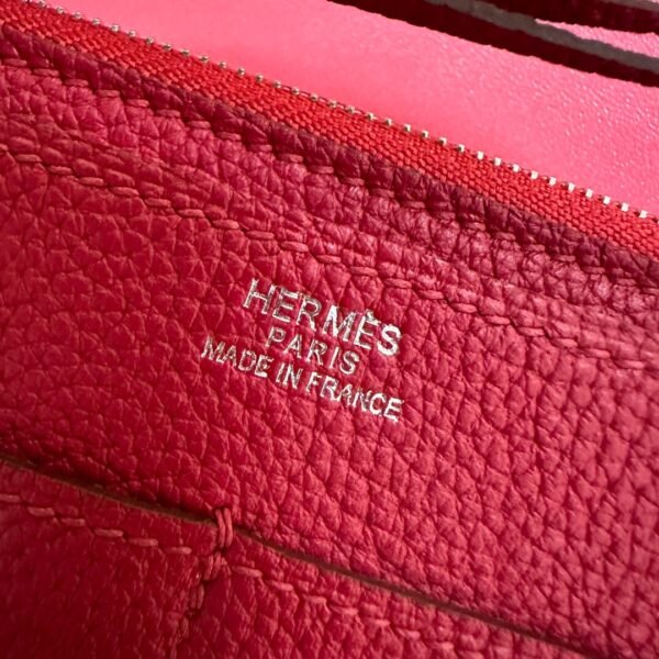 Hermes Wallet Dogon Q5 Rouge Casaque Silver Hardware Togo Leather Purse