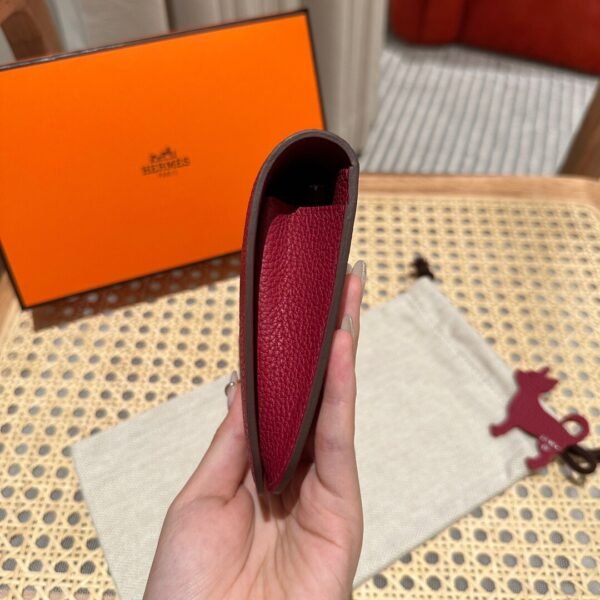 Hermes Wallet Dogon Q5 Rouge Casaque Silver Hardware Togo Leather Purse