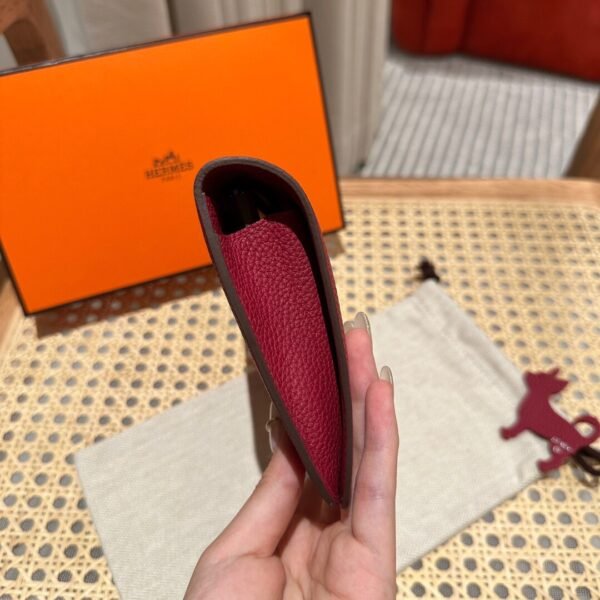 Hermes Wallet Dogon Q5 Rouge Casaque Silver Hardware Togo Leather Purse