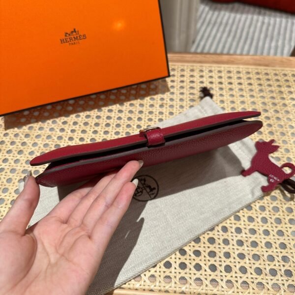 Hermes Wallet Dogon Q5 Rouge Casaque Silver Hardware Togo Leather Purse