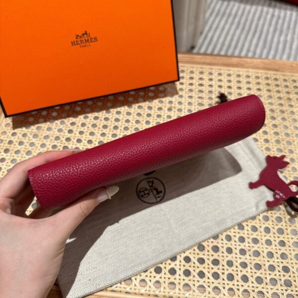 Hermes Wallet Dogon Q5 Rouge Casaque Silver Hardware Togo Leather Purse