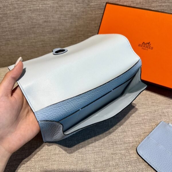 Hermes Dogon Wallet Togo Blue Pale Silver Hardware