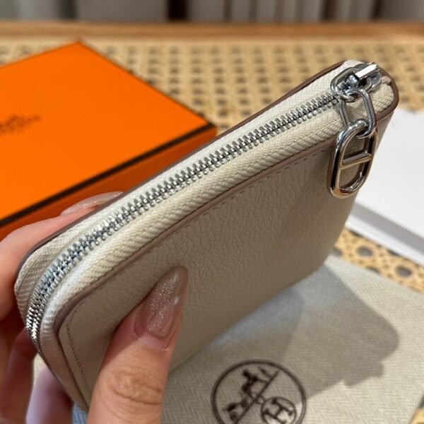 Hermes Chaine Dancre Wallet 8L Beton Evercolor Leather Silver Hardware