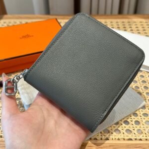 Hermes Chaine Dancre Wallet 63 Vert Amande Evercolor Leather Silver Full Handmade