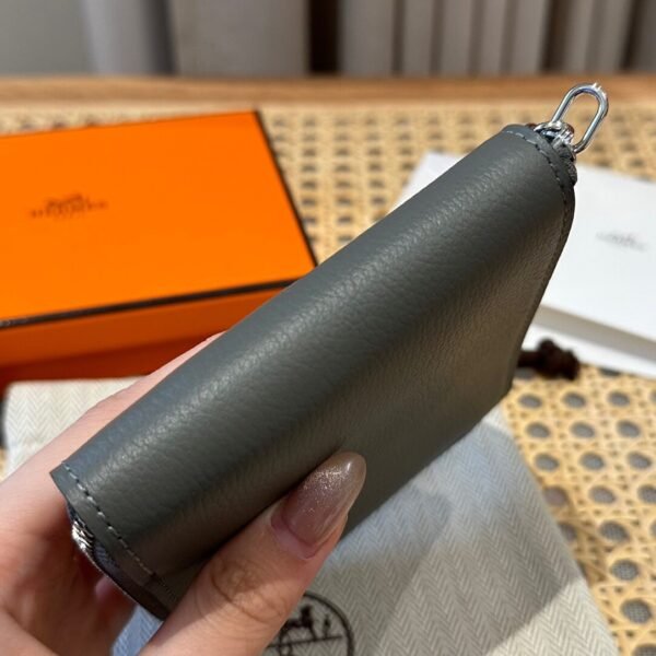 Hermes Chaine Dancre Wallet 63 Vert Amande Evercolor Leather Silver Full Handmade