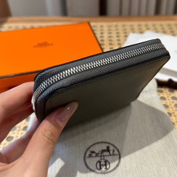 Hermes Chaine Dancre Wallet 63 Vert Amande Evercolor Leather Silver Full Handmade