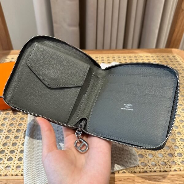 Hermes Chaine Dancre Wallet 63 Vert Amande Evercolor Leather Silver Full Handmade