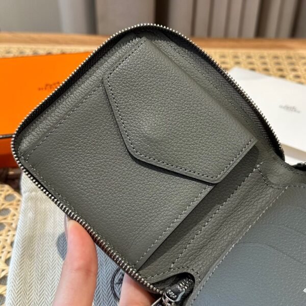 Hermes Chaine Dancre Wallet 63 Vert Amande Evercolor Leather Silver Full Handmade