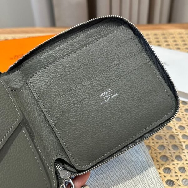Hermes Chaine Dancre Wallet 63 Vert Amande Evercolor Leather Silver Full Handmade
