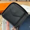 Hermes Chaine Dancre Wallet CK89 Black Evercolor Leather Silver Full Handmade