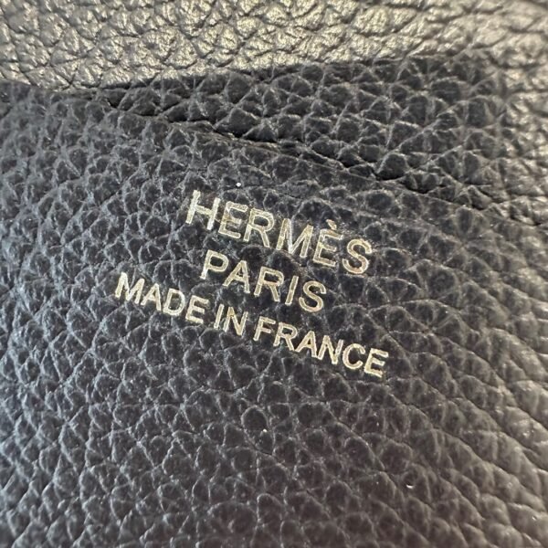 Hermes Chaine Dancre Wallet 2Z Blue nuit Evercolor Leather Silver Full Handmade