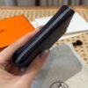Hermes Chaine Dancre Wallet 2Z Blue nuit Evercolor Leather Silver Full Handmade