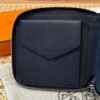 Hermes Chaine Dancre Wallet 2Z Blue nuit Evercolor Leather Silver Full Handmade