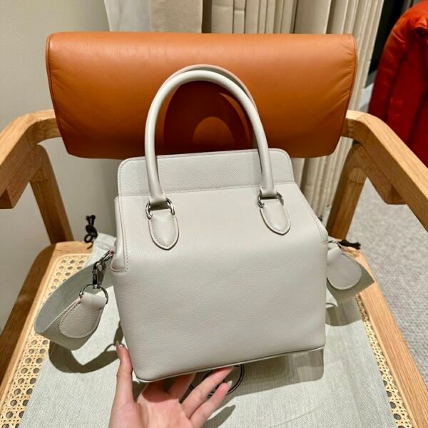 Hermes ToolBox 80 Pearl Gray Evercolor Leather Hardware Silver
