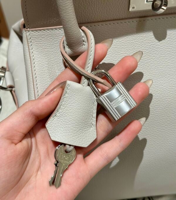 Hermes ToolBox 80 Pearl Gray Evercolor Leather Hardware Silver