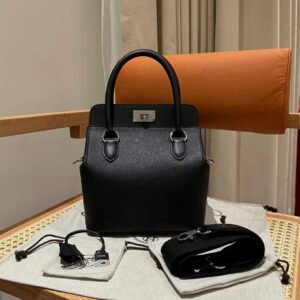 Hermes ToolBox 20CM CK89 Black Evercolor Leather Hardware Silver
