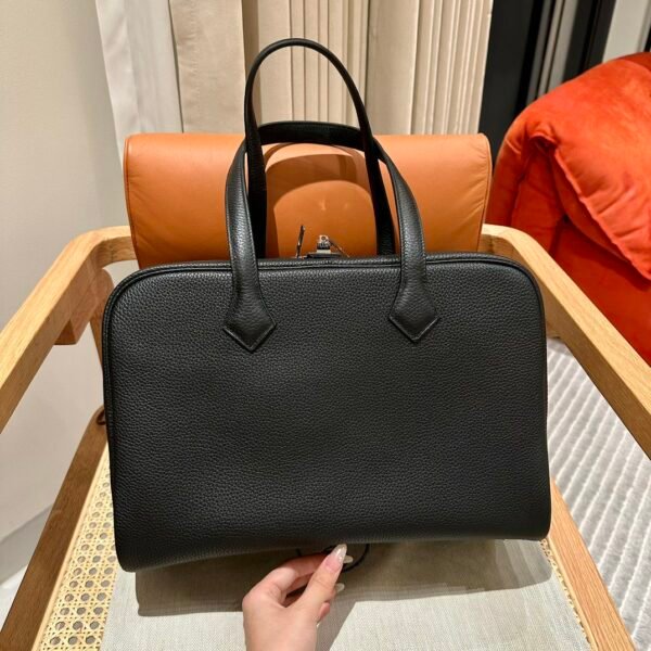 Hermes Victoria Light Briefcase CK89 Black Togo Leather All Handmade
