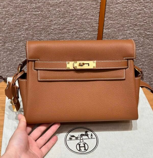 DDMode Hermes Kelly Messenger CK37 Gold Evercolor Leather Gold Hardware