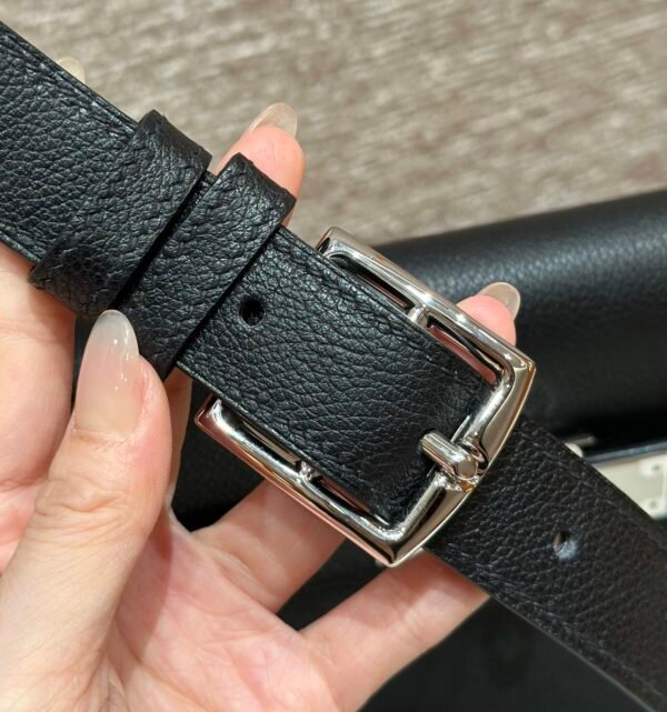 Hermes Kelly Messenger CK89 Black Evercolor Leather Silver Hardware DDMode