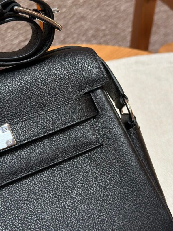 Hermes Kelly Messenger CK89 Black Evercolor Leather Silver Hardware DDMode