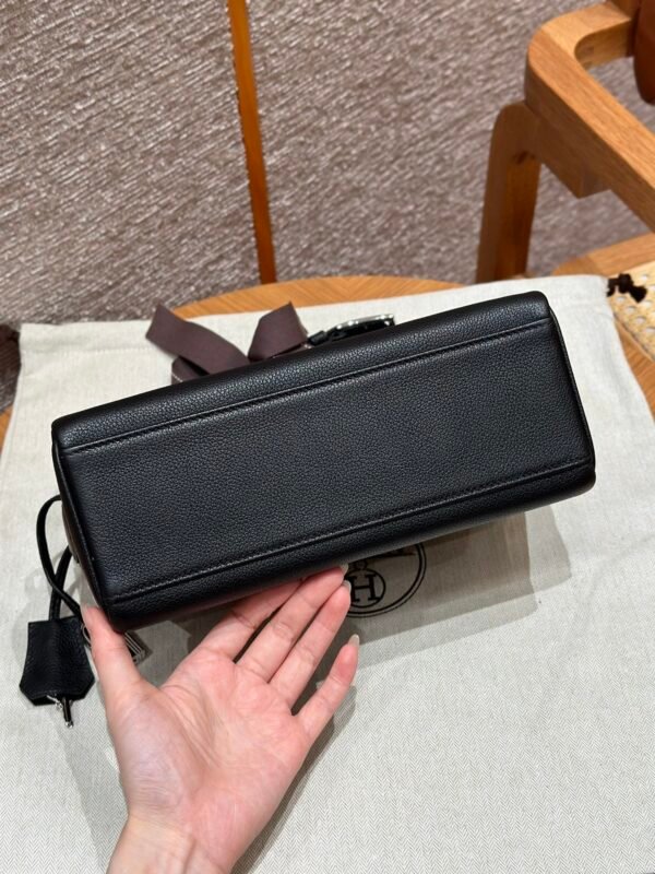 Hermes Kelly Messenger CK89 Black Evercolor Leather Silver Hardware DDMode
