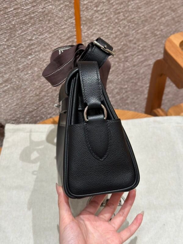 Hermes Kelly Messenger CK89 Black Evercolor Leather Silver Hardware DDMode