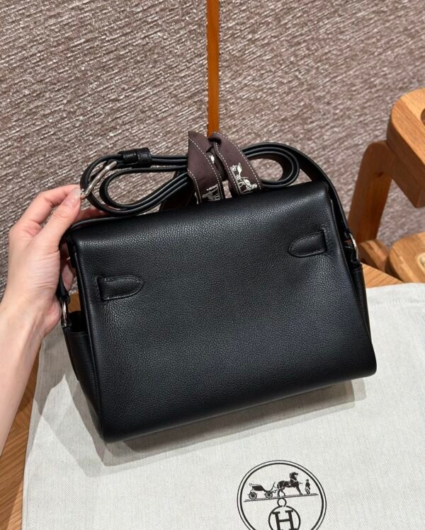 Hermes Kelly Messenger CK89 Black Evercolor Leather Silver Hardware DDMode