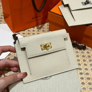 Hermes Kelly Pocket Wallet CK10 Craie Gold Hardware DDMode Factory
