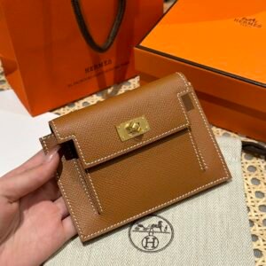 Hermes Kelly Pocket Wallet CK37 Gold Epsom Leather GHW DDMode Handmade