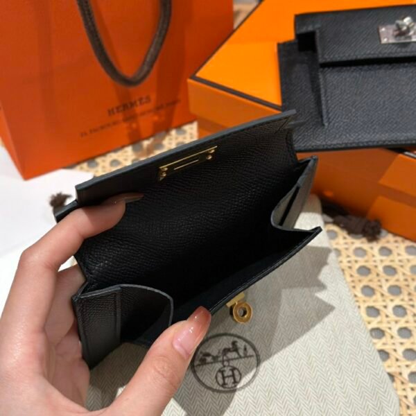 Hermes Kelly Pocket Wallet CK89 Black Epsom Leather Gold Hardware