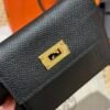 Hermes Kelly Pocket Wallet CK89 Black Epsom Leather Gold Hardware