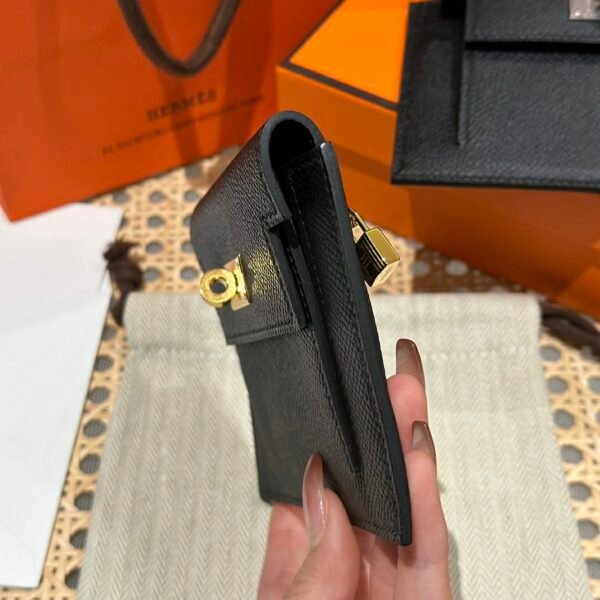 Hermes Kelly Pocket Wallet CK89 Black Epsom Leather Gold Hardware