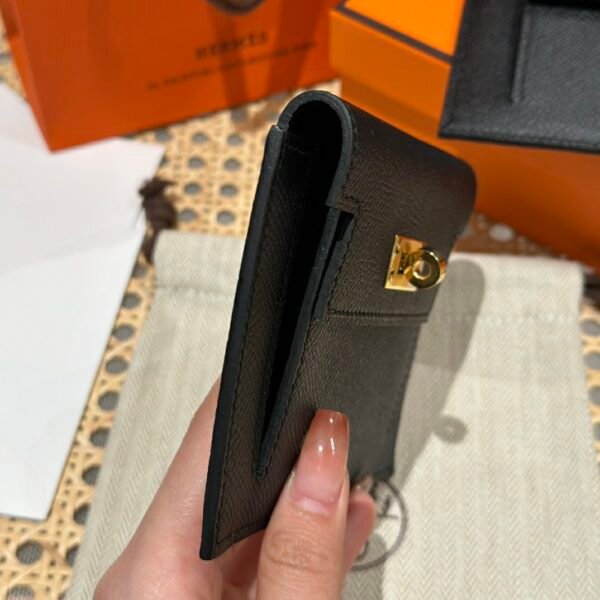 Hermes Kelly Pocket Wallet CK89 Black Epsom Leather Gold Hardware