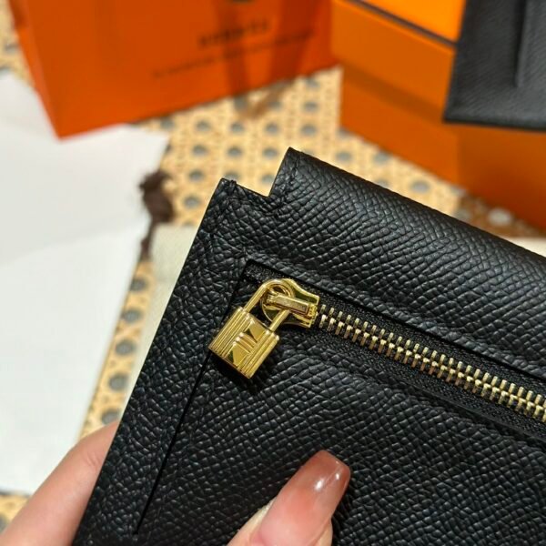 Hermes Kelly Pocket Wallet CK89 Black Epsom Leather Gold Hardware