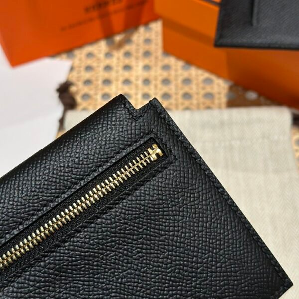 Hermes Kelly Pocket Wallet CK89 Black Epsom Leather Gold Hardware