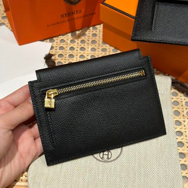 Hermes Kelly Pocket Wallet CK89 Black Epsom Leather Gold Hardware