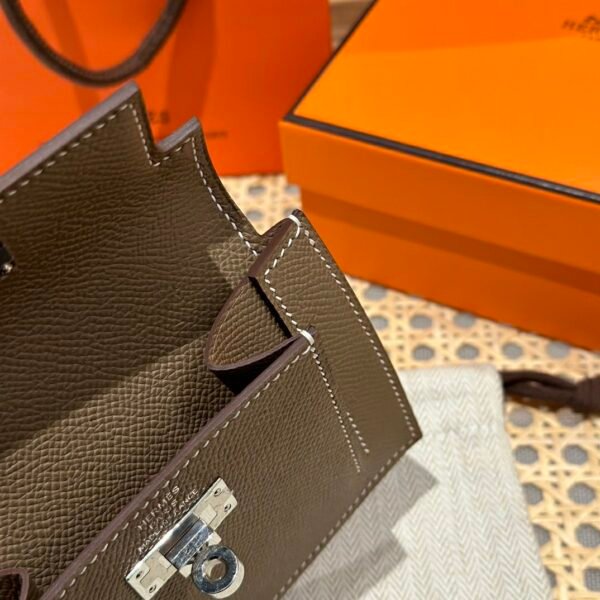 Hermes Kelly Pocket Wallet CK18 Etoupe Epsom Leather Silver Hardware